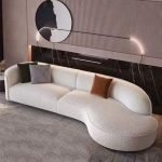 Beech Wood and Velvet L-Shape Sofa - Off-White - Image 2