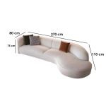 Beech Wood and Velvet L-Shape Sofa - Off-White - Image 3