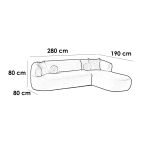 Beech wood and Boucle Fabric L-Shape Sofa - Off-White - Image 2