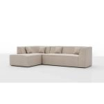 Beech wood and linen L-Shape Sofa - Beige