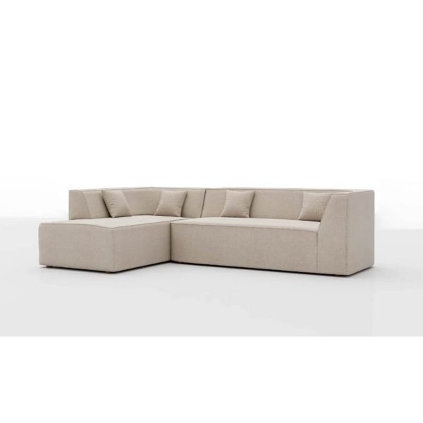 Beech wood and linen L-Shape Sofa - Beige