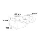 Beech wood and linen L-Shape Sofa - Brown - Image 2