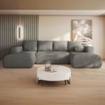 Beech wood and linen L-Shape Sofa
