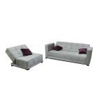 Swedish Wood and Velvet Jaguar Fabric Living Room Set 2 pieces Grey
