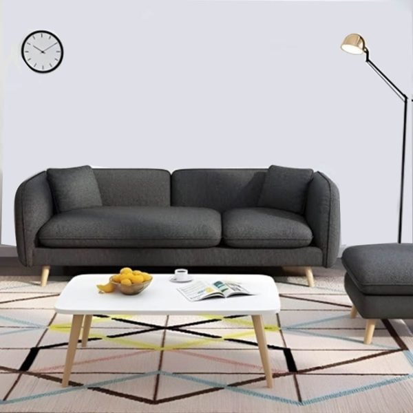 Red Beech Wood and Linen Fabric 3 Seater Sofa - Dark Grey