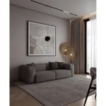 Beech and Linen Wood 2 Seater Sofa - Dark Grey