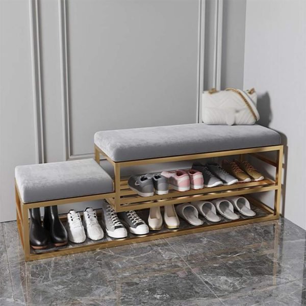 Steel And Velvet Banquette With Shoe Rack 60x40x110x38 cm