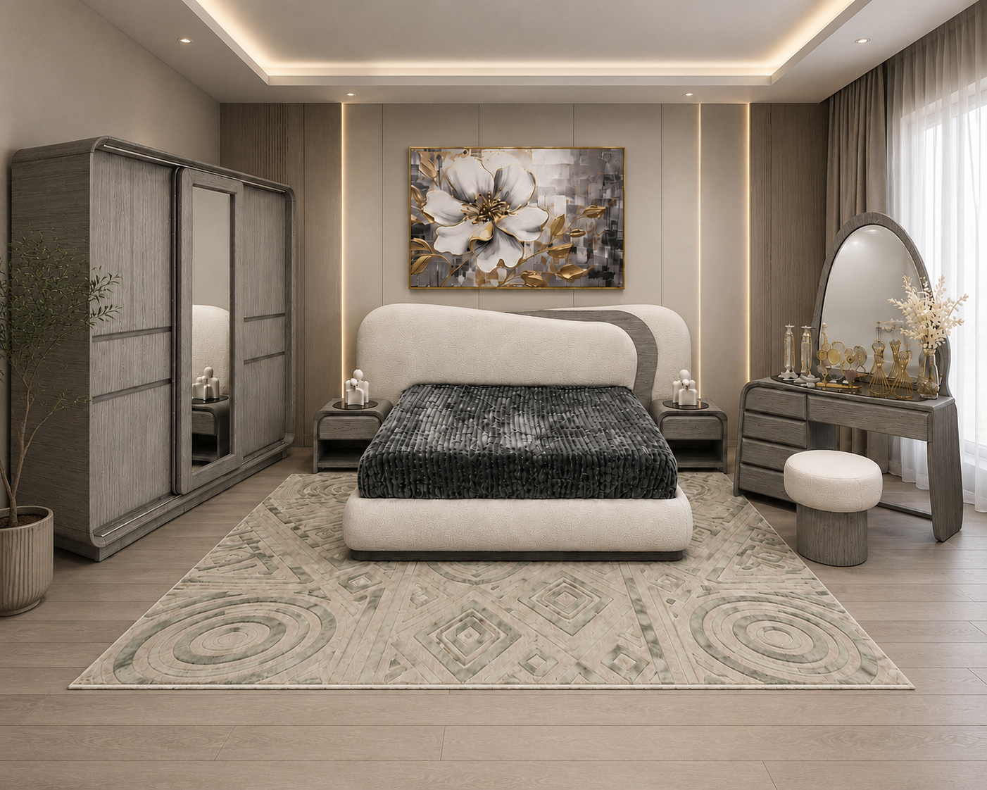 CHBDRNT010 Natural Wood Modern Bedroom Set – Warm Contemporary Elegance - CHBDRNT010 - Image 1