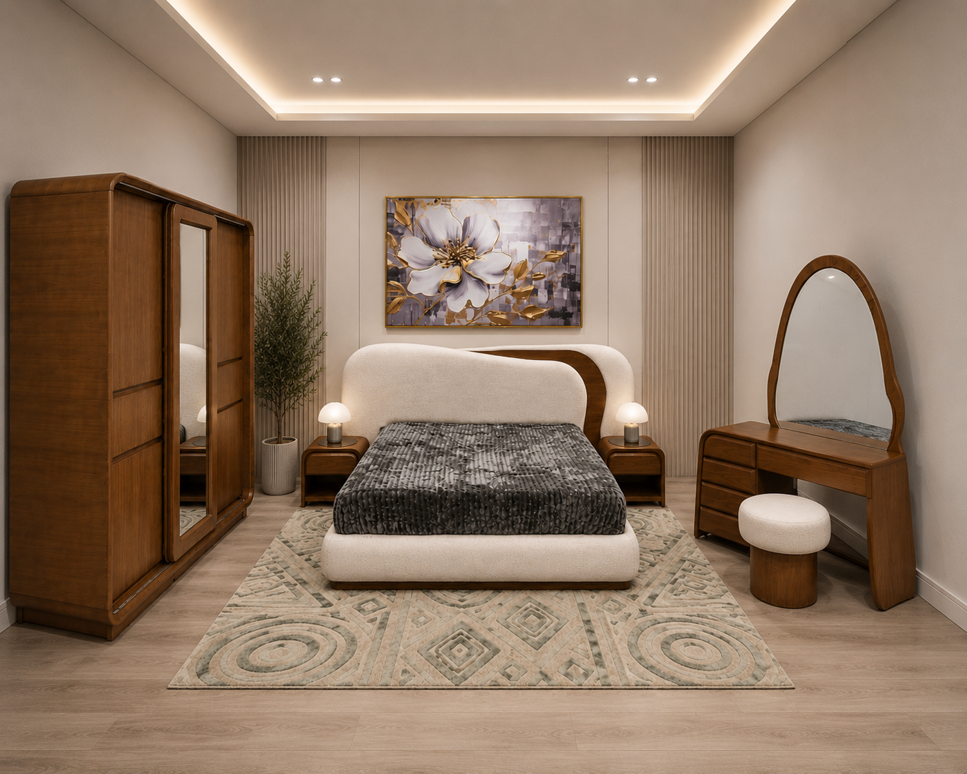 CHBDRNT010B Natural Wood Modern Bedroom Set – Brown Contemporary Master Bedroom - CHBDRNT010B - Image 1