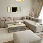 Natural Beech Wood L-Shape Sofa & Pouf – CHHMPSOFA20