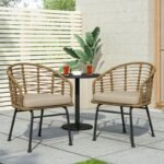 Outdoor Rattan Bistro Chair Set | 2 Patio Chairs - CHOTCH-H23