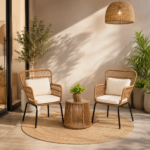 Outdoor Rattan Bistro Set – 2 Chairs and Round Table - CHOTS-H1