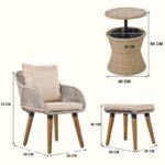 Outdoor Rattan Bistro Set with Ottomans | 2 Chairs & Fire Pit Table - CHOTS-H15 - Image 8