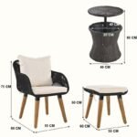 Luxury Outdoor Rattan Bistro Set | 2 Chairs, 2 Ottomans & Cooler Table - CHOTS-H16 - Image 11