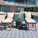 Luxury Outdoor Rattan Bistro Set | 2 Chairs, 2 Ottomans & Cooler Table - CHOTS-H16
