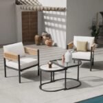 Modern Outdoor Lounge Set | 2 Armchairs & Nesting Coffee Table - CHOTS-H18