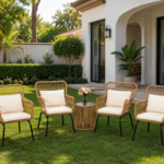 Outdoor Rattan Seating Set | 4 Chairs & Side Table - CHOTS-H3