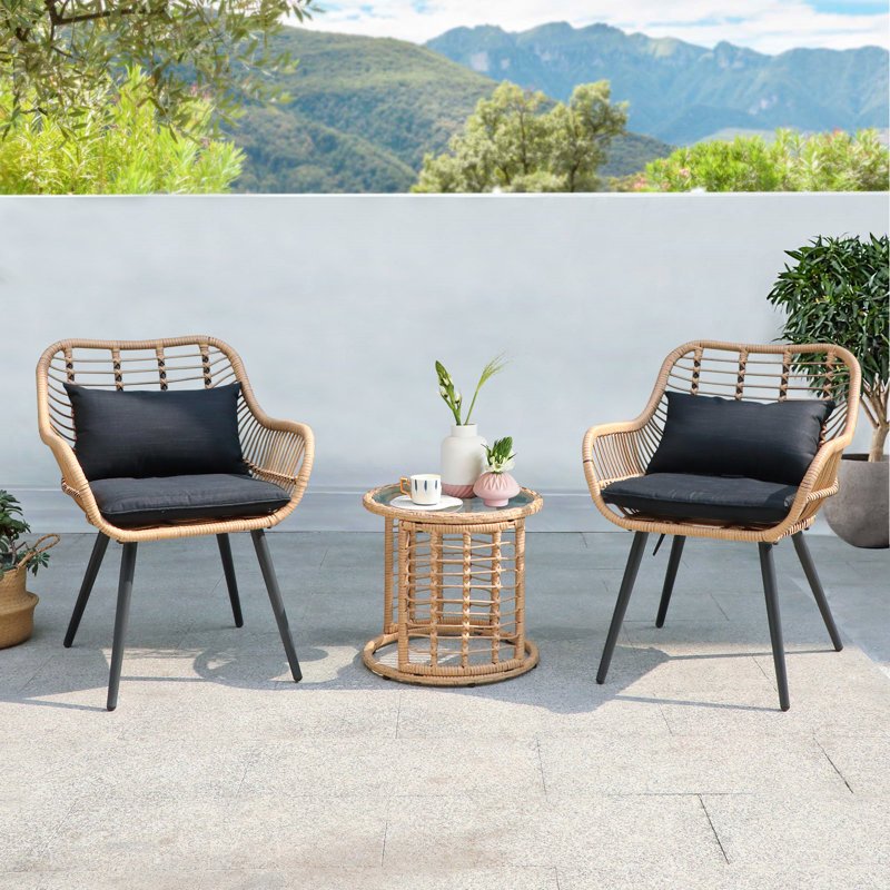 CHOTS-H5 Outdoor Rattan Set | 2 Chairs & Side Table - CHOTS-H5 - Image 1