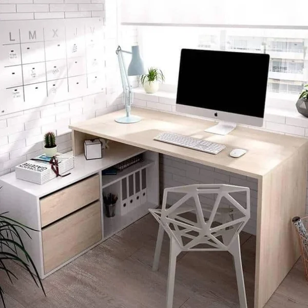 Modern desk 140x50cm – White x Beige CHDS0405